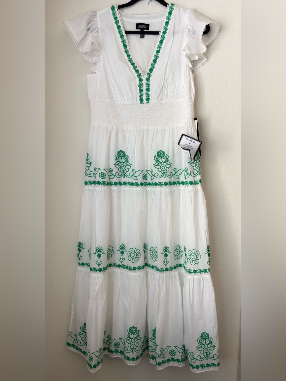 ADRIANNA by Adrianna Papell Cotton Embroidered Midi Dress Size US 8 NEW White